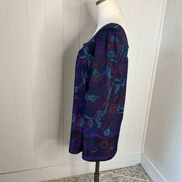 A Touch of Class Clothing Womens L/XL Tunic Top Purple Square Neck 3/4 Sleeves - Picture 9 of 13